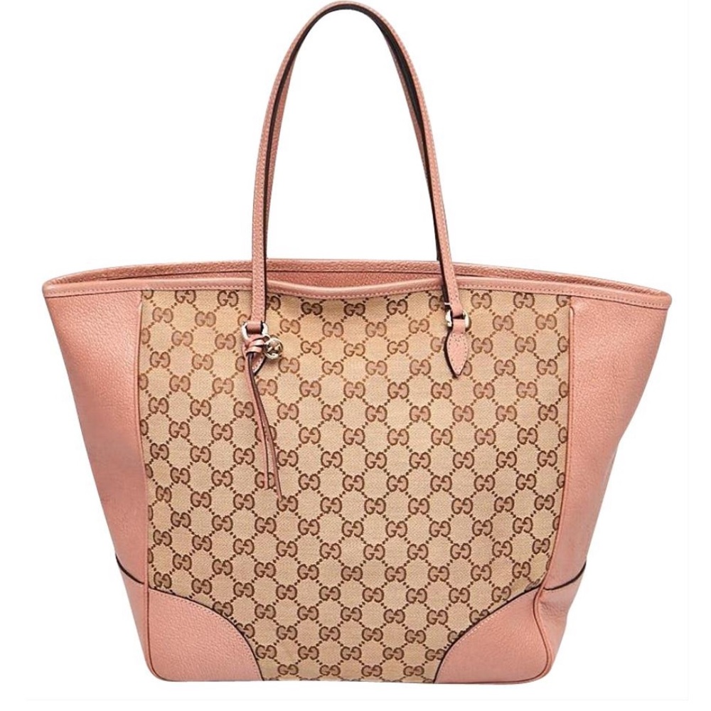 Gucci Bag Bree 323671 Pink/Beige GG Pink Canvas Tote.